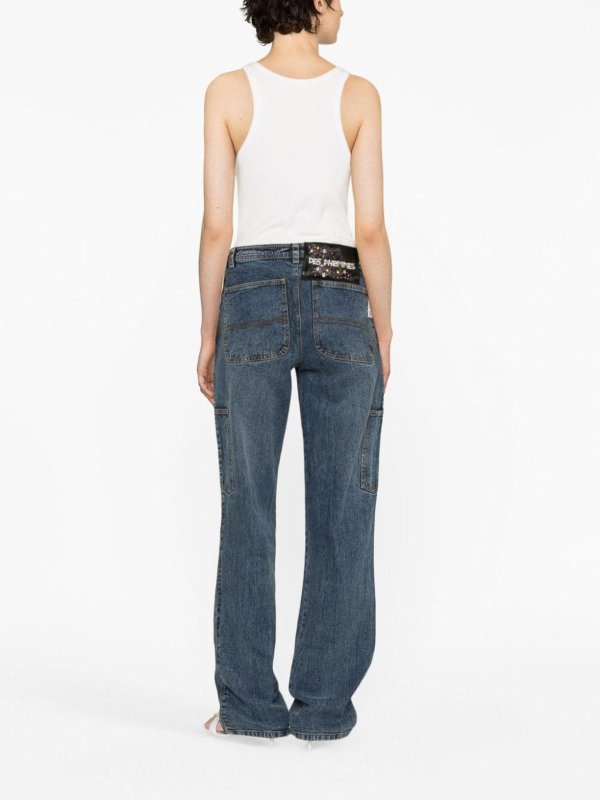 Embroidered denim pants shop online: DES PHEMMES