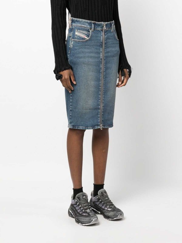 ◆DIESEL◆ D Pencil Denim Skirt Blue A09736007Q101 A09736007 Women's Pencil skirt in cotton and hemp denim | Blue | Diesel