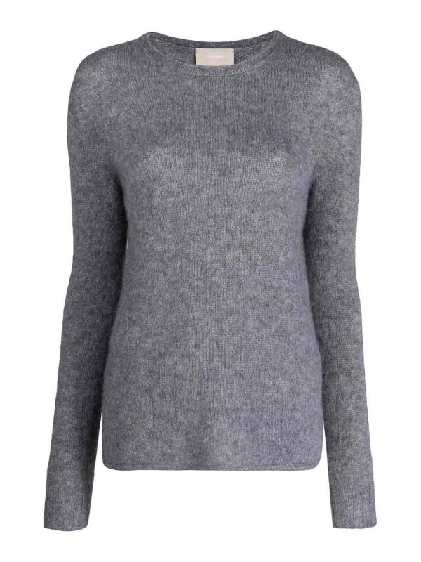 DRUMOHR: Strickpullover mit Rundhalsausschnitt - Rundhalspullover - Grau