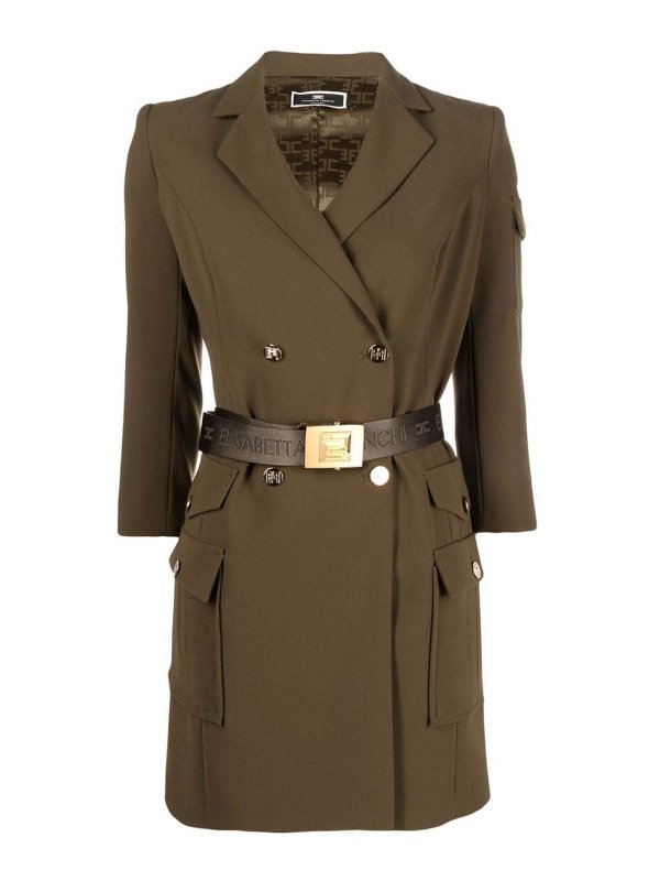 ELISABETTA FRANCHI: ショートドレス - ショートドレス - ダークグリーン