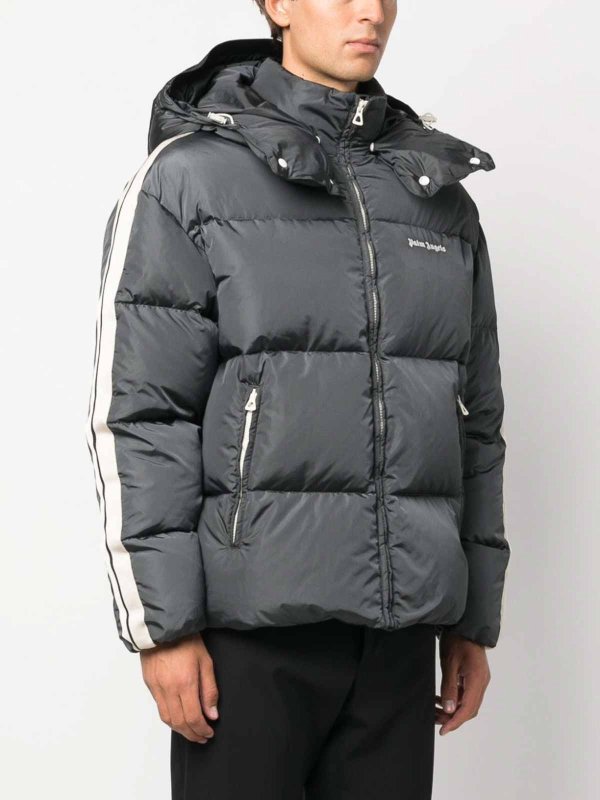Hooded track down jacket shop online: Palm Angels