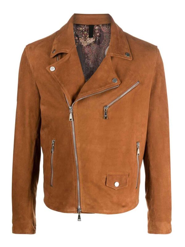 TAGLIATORE: casual jackets - Leather `biker` jacket