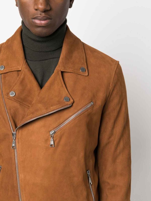 The Best Shops TAGLIATORE: casual jackets - Leather `biker` jacket