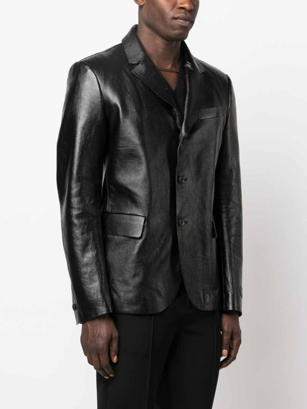 Leather jacket shop online: VERSACE