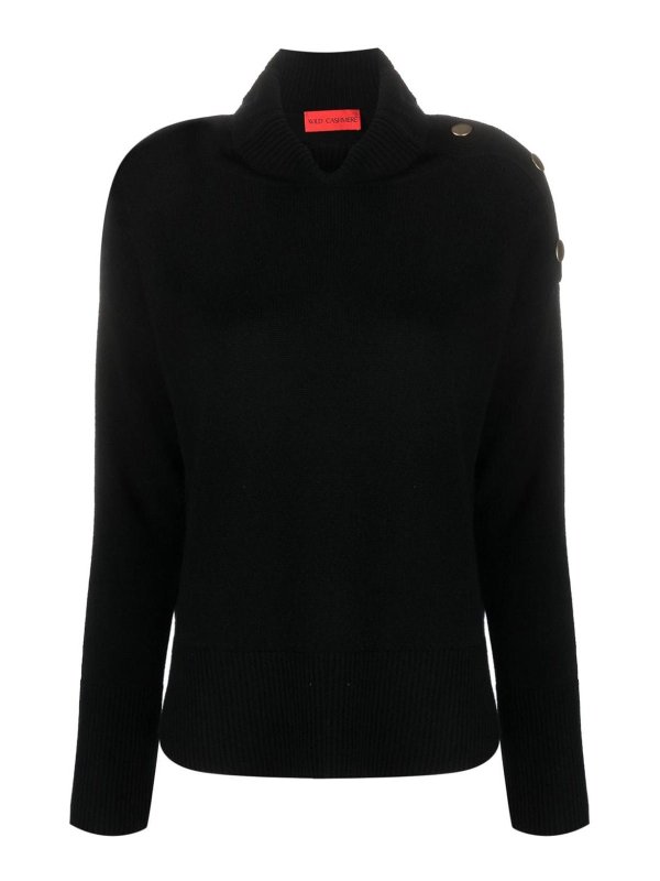 WILD CASHMERE: Strickpullover mit Rundhalsausschnitt - Rundhalspullover - Schwarz