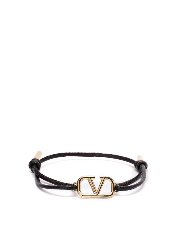 Valentino Garavani Vlogo Leather Bracelet