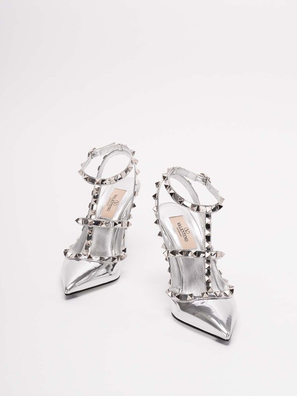 VALENTINO GARAVANI: court shoes online - `rockstud` leather ankle strap pumps
