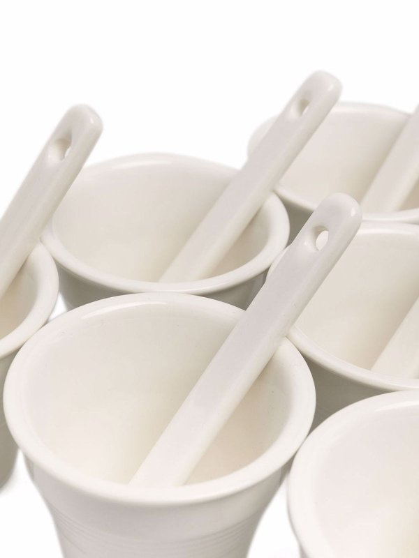 SELETTI: homeware online - Set: 6 coffee cups+ stirrers+1 porcelain tray