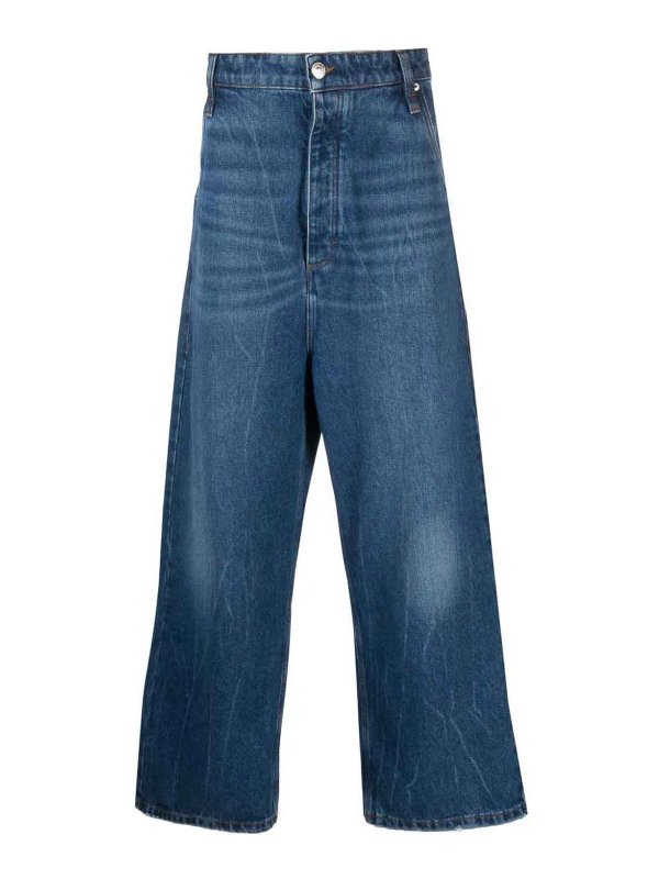 AMI PARIS: bootcut jeans - logo-patch wide-leg jeans
