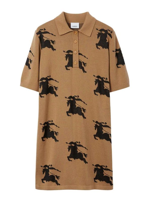 BURBERRY: knee length dresses - ekd-print jacquard shirt dress