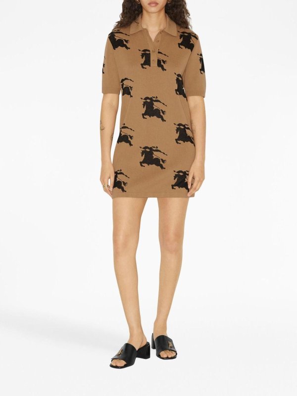 BURBERRY: knee length dresses online - ekd-print jacquard shirt dress