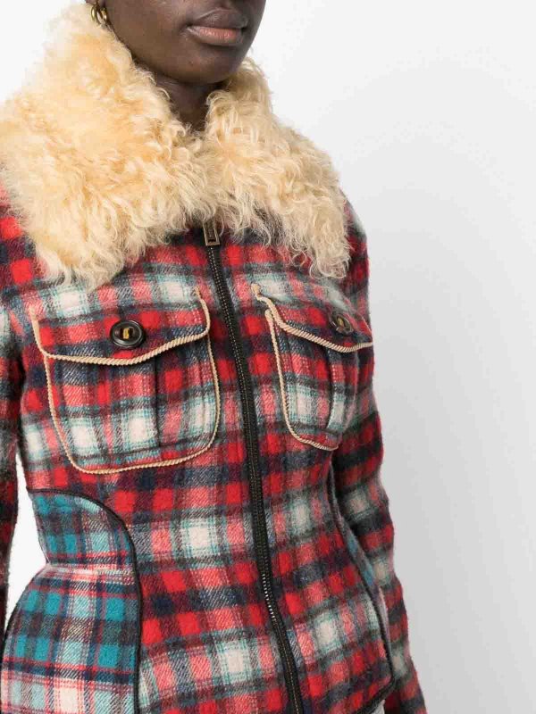 DSQUARED2 buy online Fur-collared flannel jacket