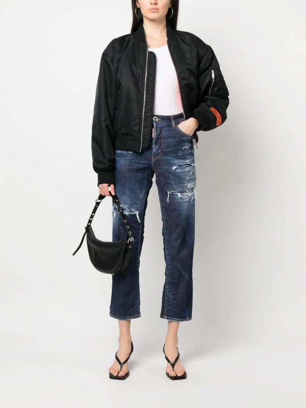 DSQUARED2: bootcut jeans online - distressed-effect high-waisted jeans