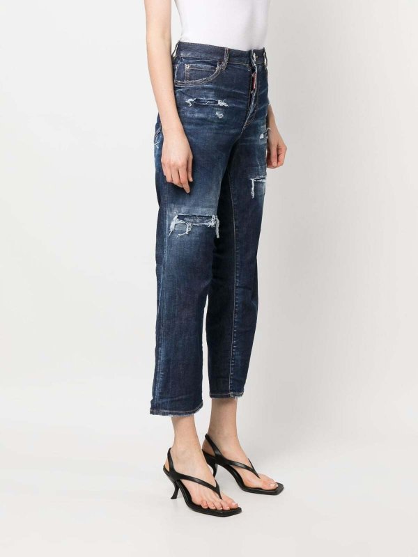 distressed-effect high-waisted jeans shop online: DSQUARED2