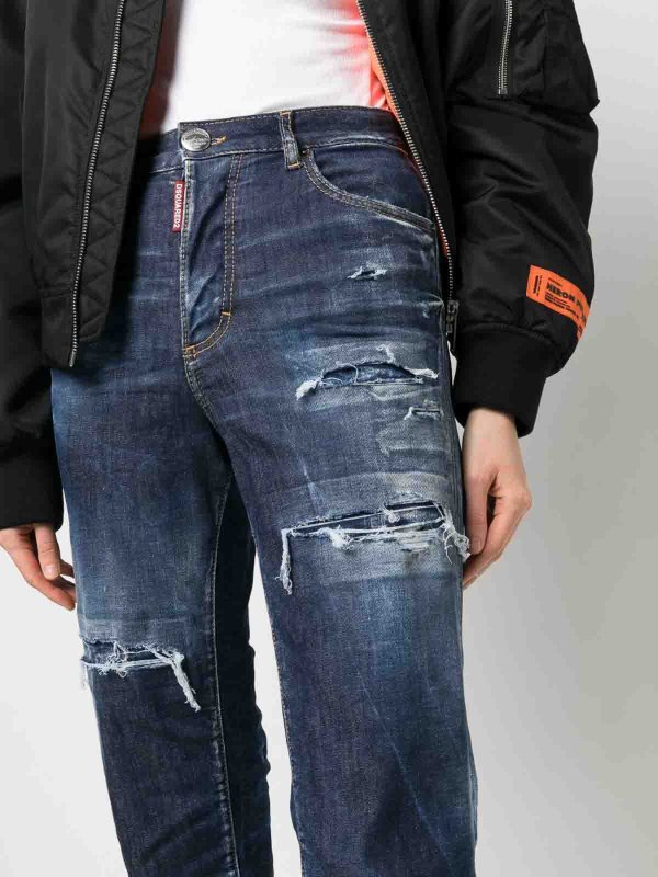 DSQUARED2 buy online distressed-effect high-waisted jeans