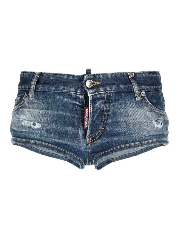 DSQUARED2: Trousers Shorts - logo-patch denim shorts