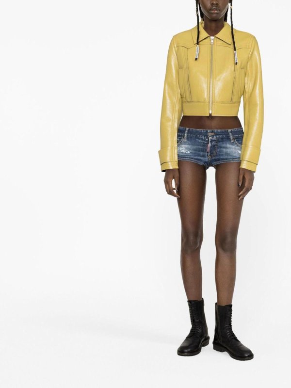 DSQUARED2: Trousers Shorts online - logo-patch denim shorts
