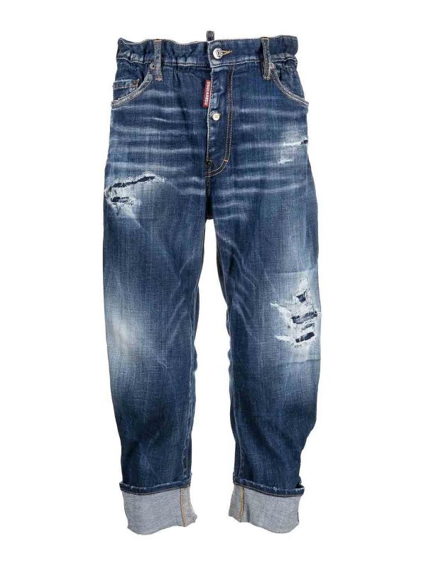 DSQUARED2: bootcut jeans - distressed cropped jeans