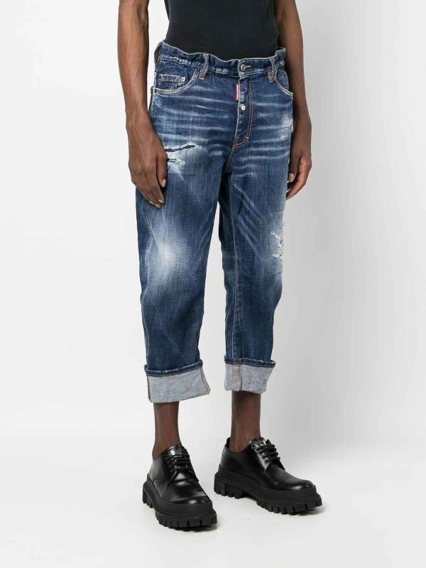 distressed cropped jeans shop online: DSQUARED2