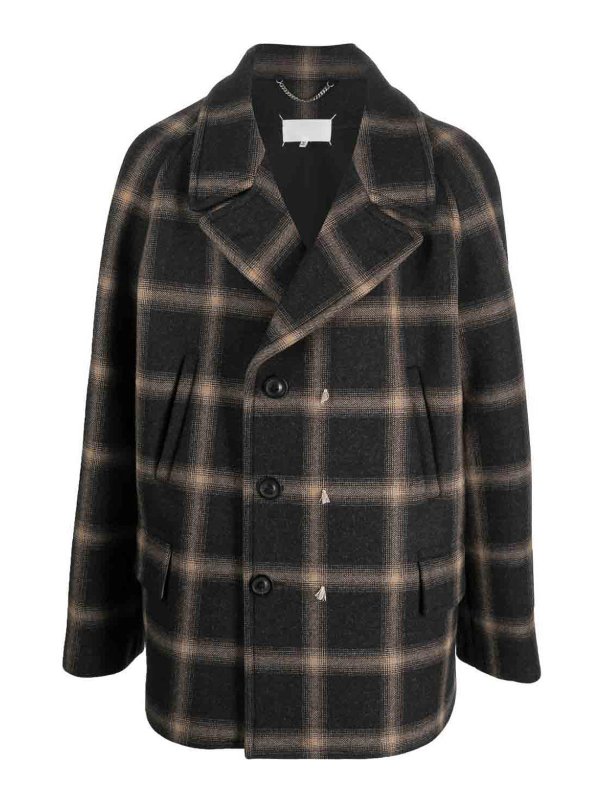 Maison Margiela: short coats - check-pattern wool coat