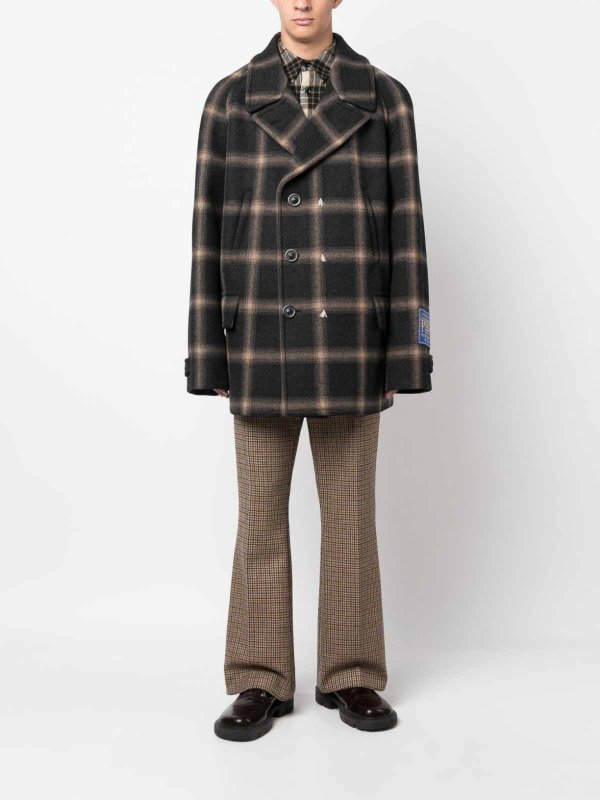 Maison Margiela: short coats online - check-pattern wool coat
