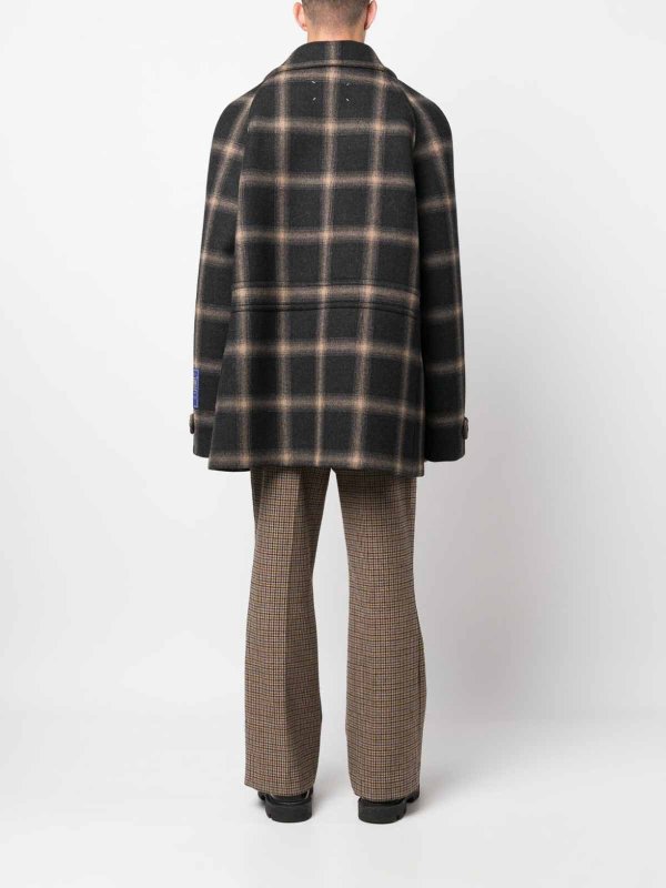 The Best Shops Maison Margiela: short coats - check-pattern wool coat