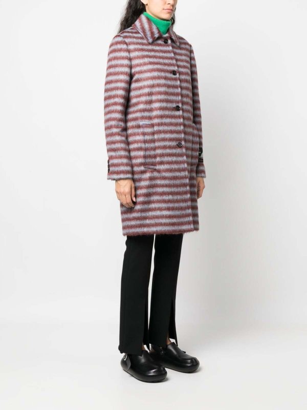 brushed striped single-breasted coat shop online: Marni