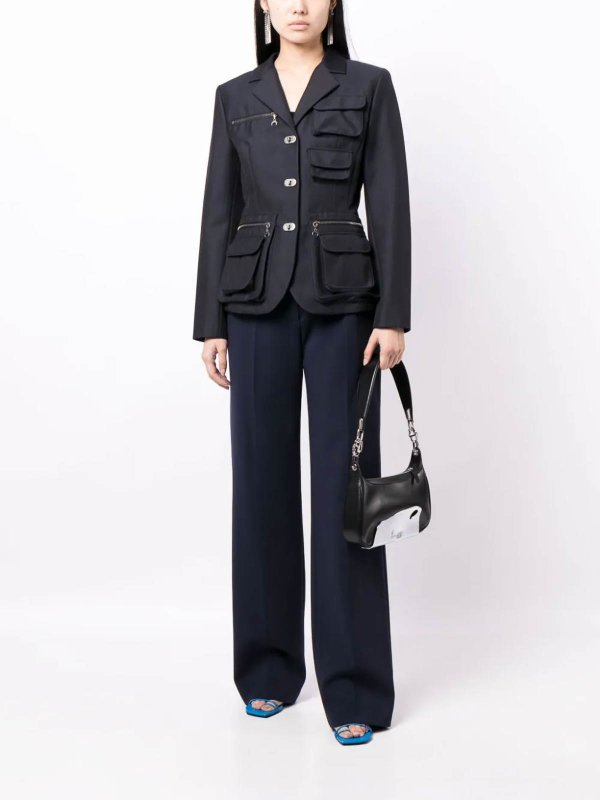 OFF-WHITE: casual trousers online - Wide-leg virgin-wool-blend trousers