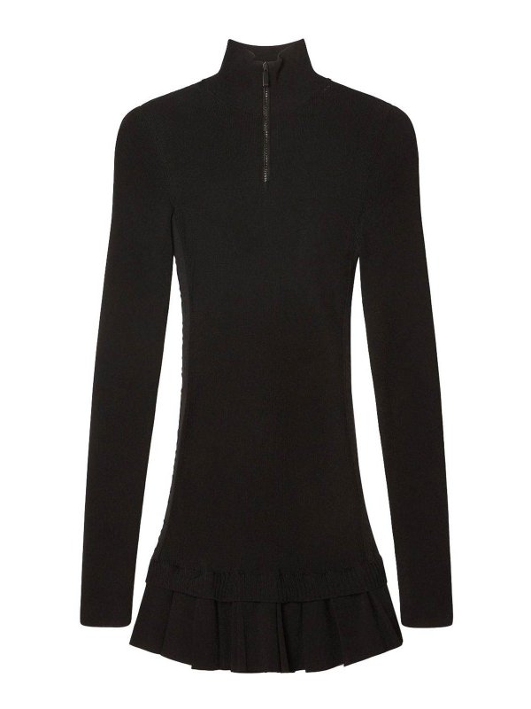 OFF-WHITE: knee length dresses - high-neck pleated knitted minidress