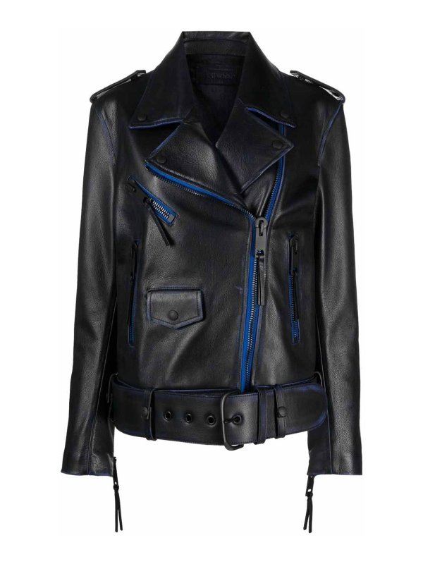 OFF-WHITE: casual jackets - contrast-trim leather jacket