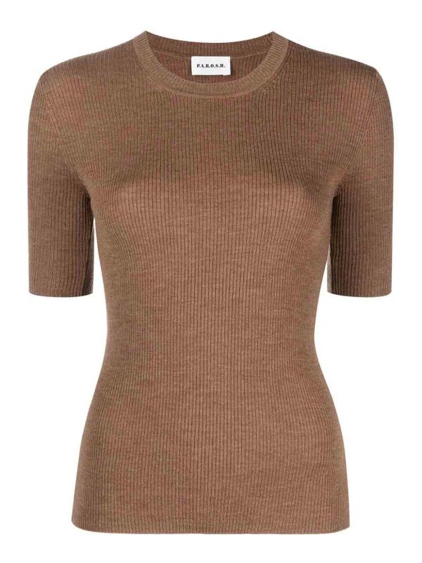 P.A.R.O.S.H.: トップス＆タンクトップ - トップ/タンクトップ - ダークブラウン