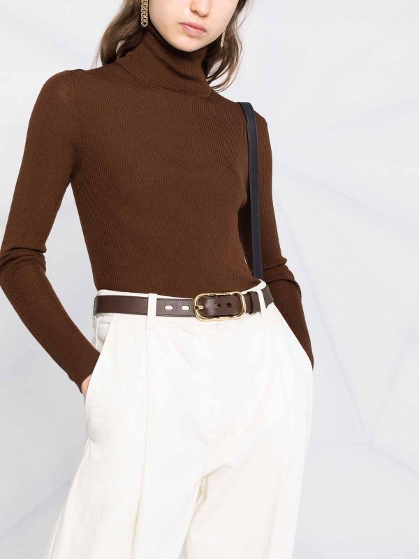 クルーネック - ダークブラウン shop online: P.A.R.O.S.H.