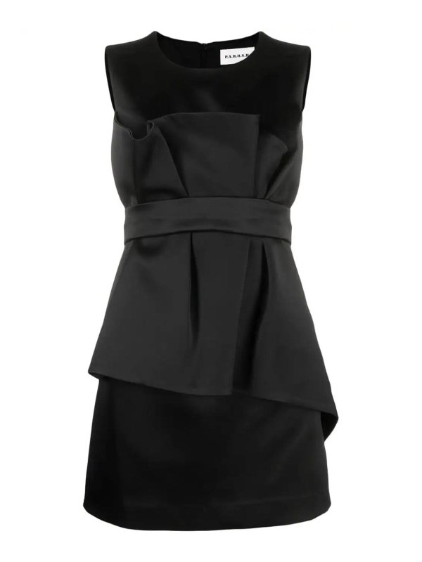 P.A.R.O.S.H.: knee length dresses - Satin belted sleveless minidress