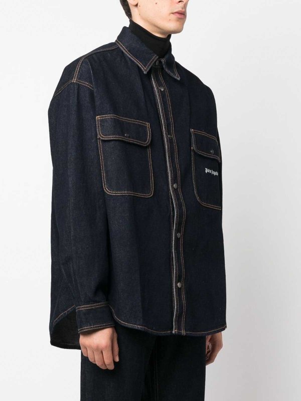 シャツ - ブルー shop online: Palm Angels