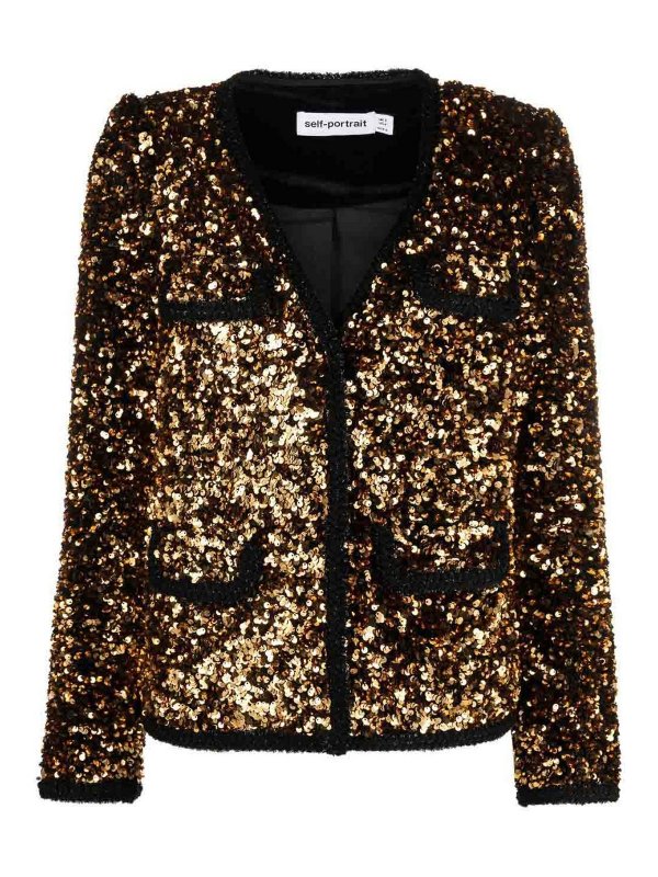Self Portrait: casual jackets - sequin-embellished jacket