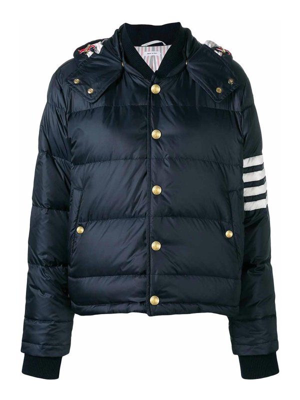 THOM BROWNE: giacche bomber - Bomber in nylon opaco 4 barre