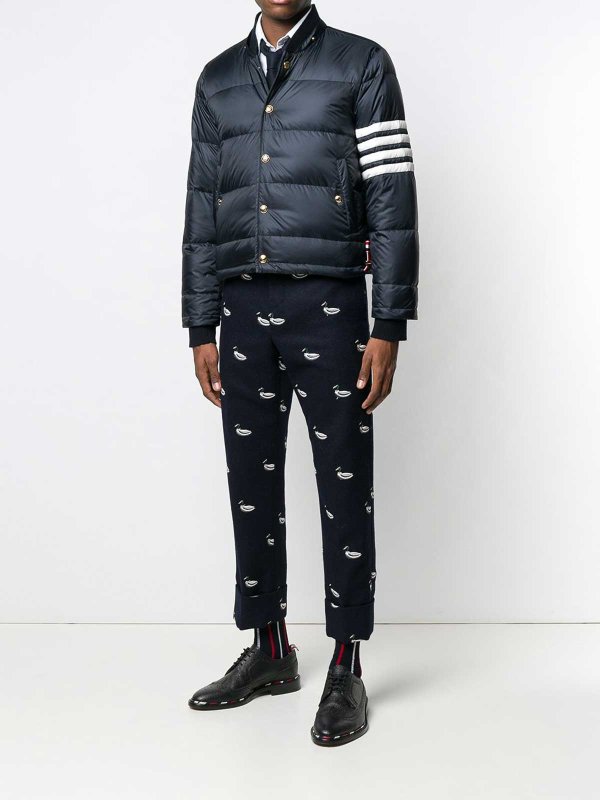 THOM BROWNE: giacche bomber online - Bomber in nylon opaco 4 barre