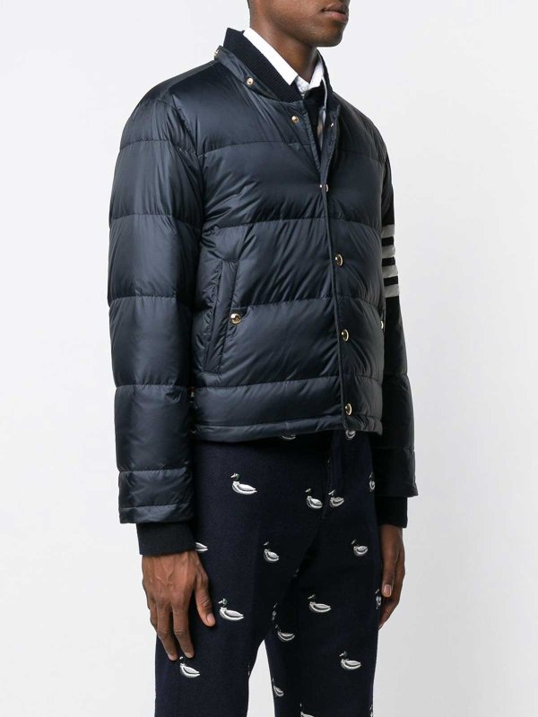 The Best Shops THOM BROWNE: giacche bomber - Bomber in nylon opaco 4 barre