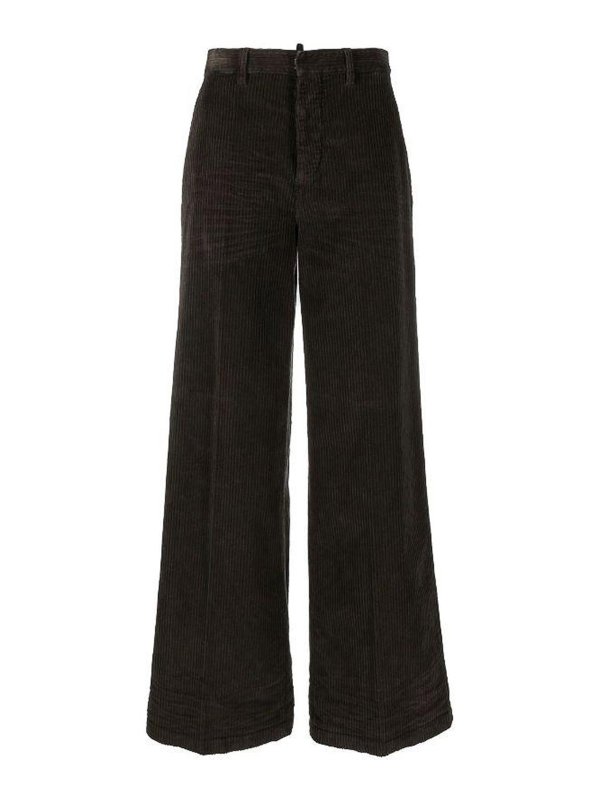 DSQUARED2: casual trousers - wide-leg corduroy trousers