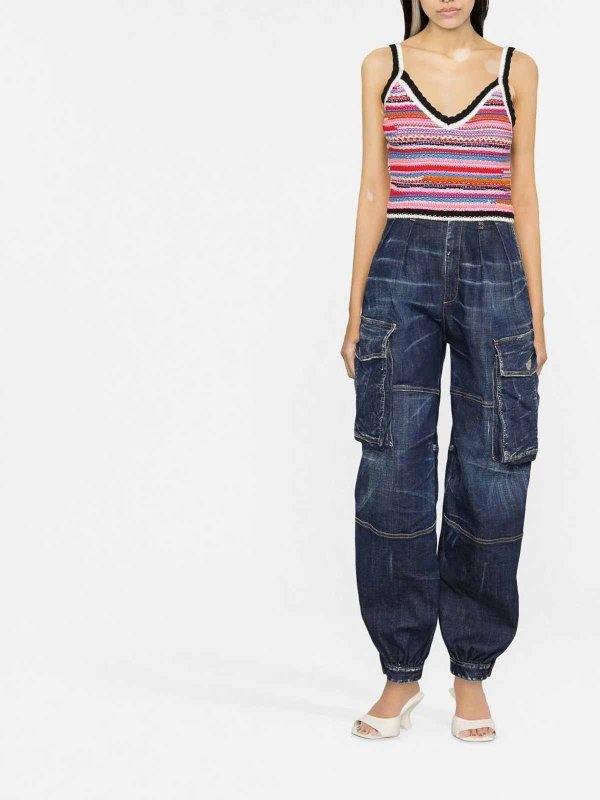 DSQUARED2: vests online - striped crochet-knit vest