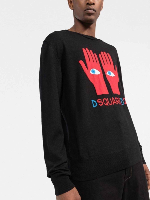 DSQUARED2 buy online eyes on hands knitted jumper