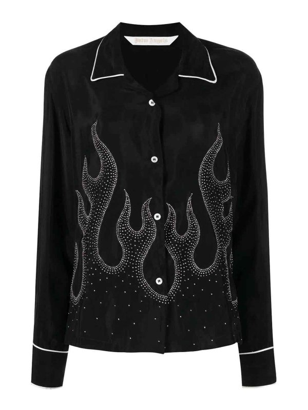Palm Angels: shirts - flame-embroidered shirt