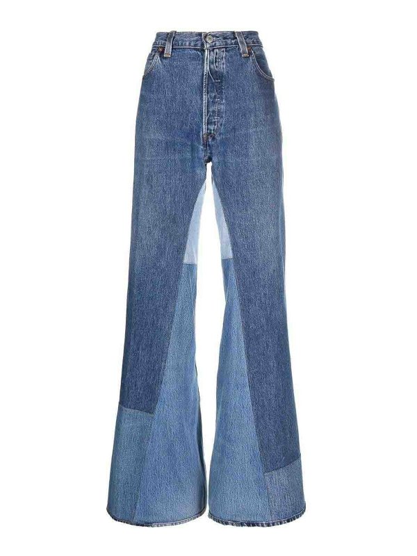 RE/DONE: bootcut jeans - patchwork-detail denim jeans