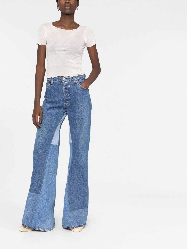 RE/DONE: bootcut jeans online - patchwork-detail denim jeans