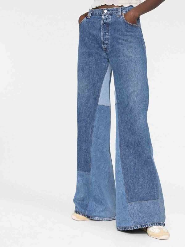 patchwork-detail denim jeans shop online: RE/DONE