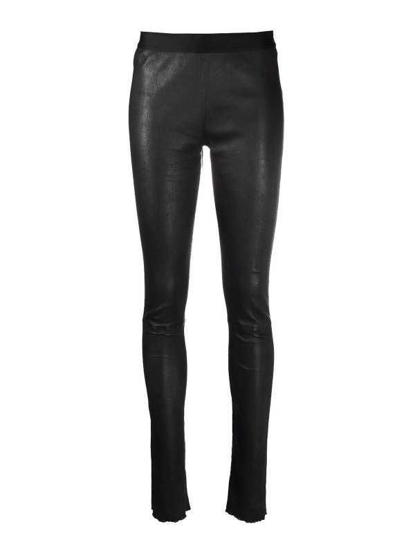 ANN DEMEULEMEESTER: casual trousers - lambskin stretch-waistband trousers