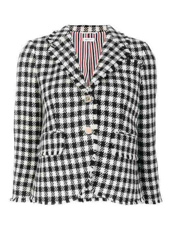 THOM BROWNE: casual jackets - jacket check black white