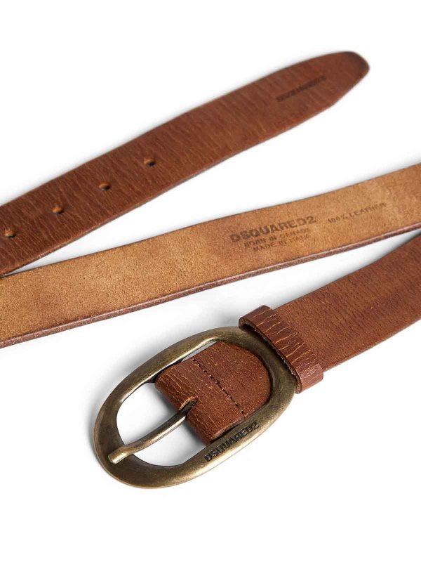The Best Shops DSQUARED2: belts - logo-buckle leather belt