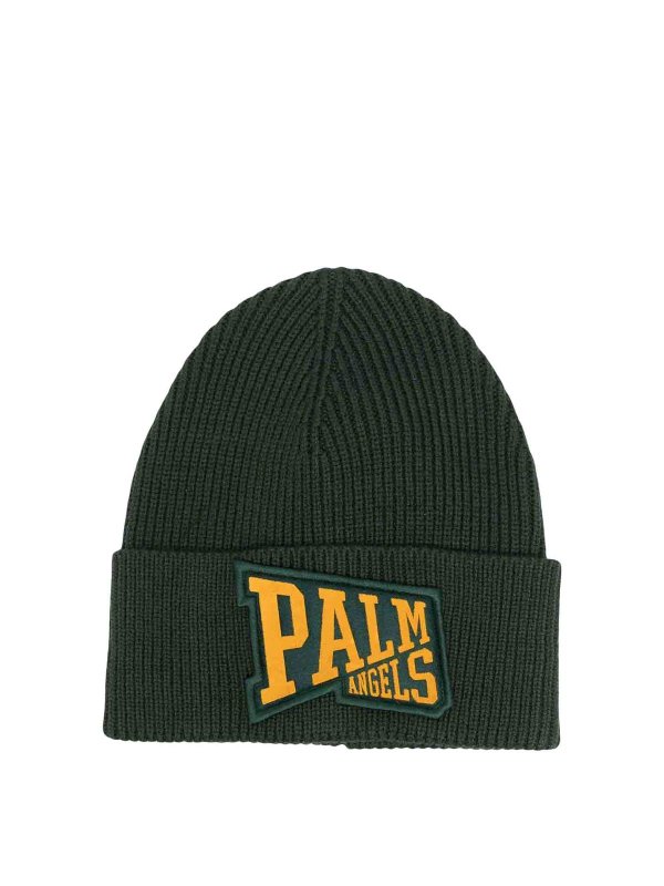 Palm Angels: beanies - logo-patch wool beanie