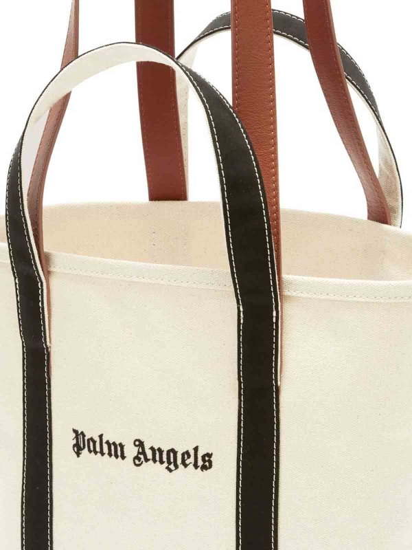 The Best Shops Palm Angels: Borsa tote in tela con stampa logo